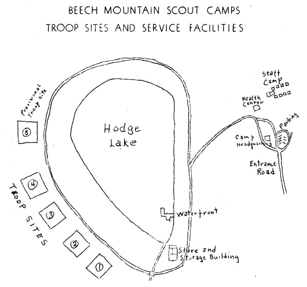 1940 Beech Mountain Scout Camp Map